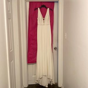 White Rhinestone Formal Prom Dress